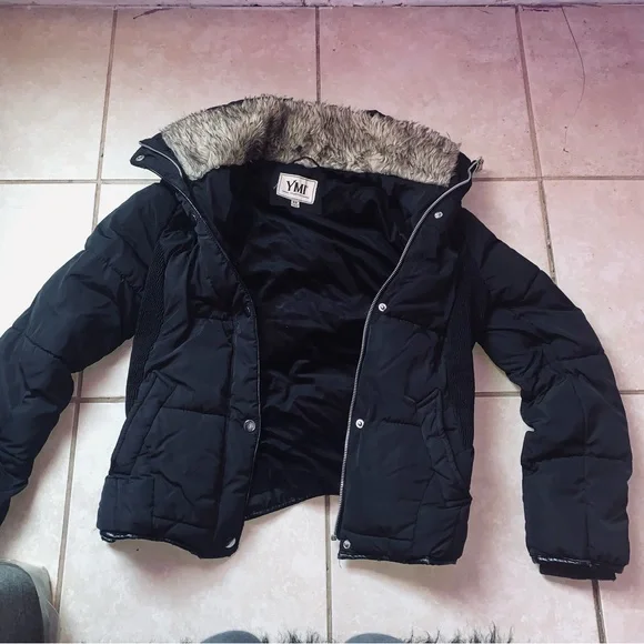 Ymi collection black puffer jacket coat - Main Image